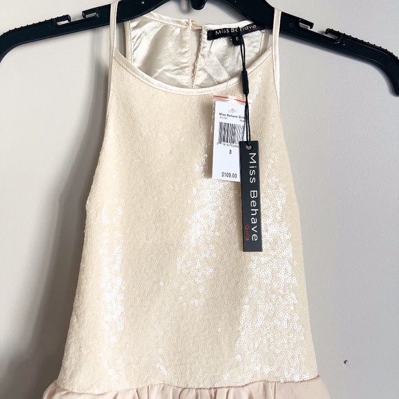 MISS BEHAVE Girls Creamy Colored Fancy Sequin Josie Dress Size 8 - Picture 2 of 9